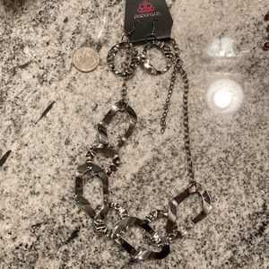 Hammered metal necklace and earring set